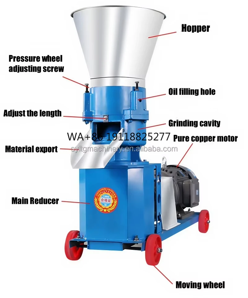 

Pig Cattle Chicken Fish Poultry Livestock Feed Processing Granulate Machines 80 200 250 2000 Kg/h Pellet Making Farm Machine