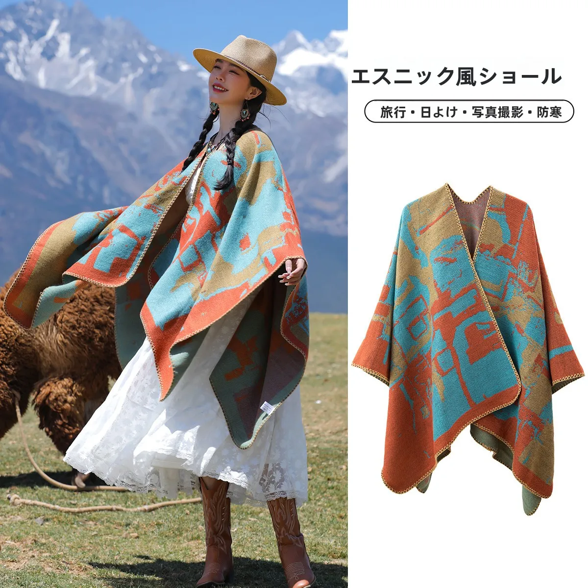 旅行用-多用途-レディース-ショール-エスニックスタイル-暖かさ-エアコン付きの部屋-屋外着用-多機能-長方形