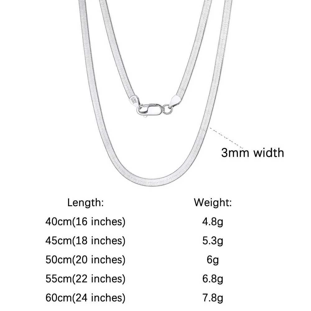 ORSA JEWELS Italien Schlangenkette aus 925er-Sterlingsilber, 3 mm, 4,5 mm, flexible, flache Fischgrätenkette, einfach für Damen und Herren, SC35