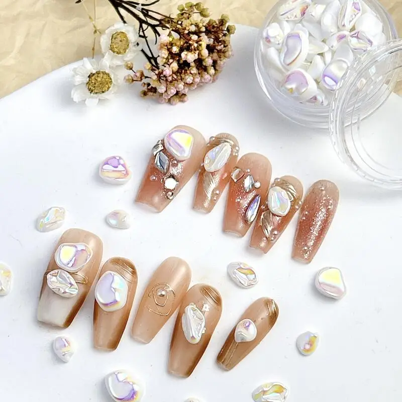 50pcs Irregular Simulatied Pearl Nail Charns White Baroque Pearl Nail Art Decoration Accessories Jewelry Manicure DIY Crafts