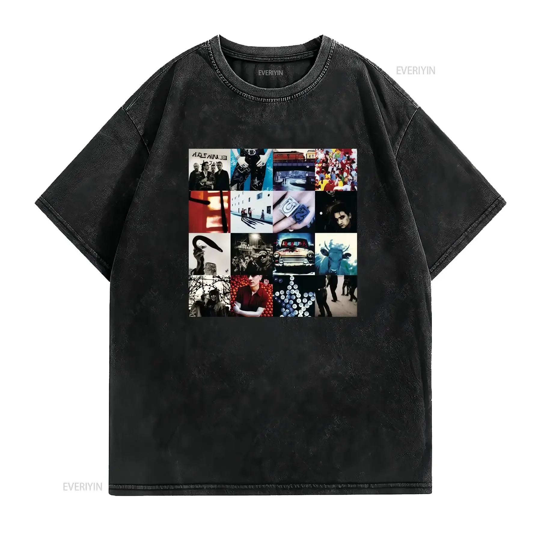 U2 band collage Black T shirt Short sleeve S to 345xl UT81 vintage Washed Stretched Casual Stylish Slightly designer clothes