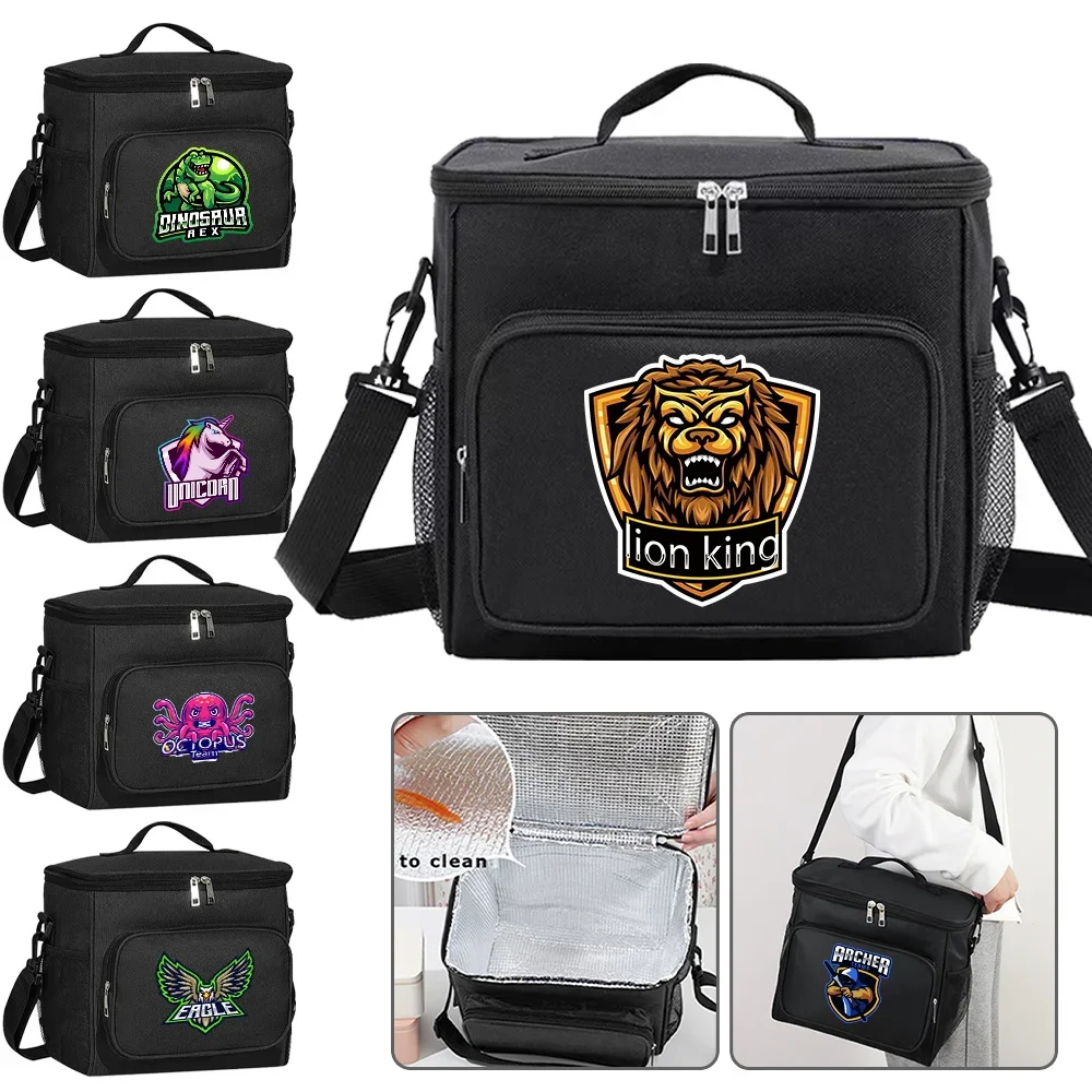 

Shoulder Lunch Bag Cooler Organizer Case Thermal Handbag Waterproof Outdoor Travel LunchBox for Men and Women Teamlogo Pattern