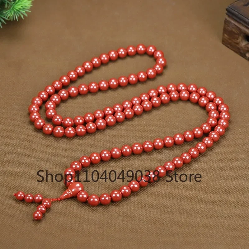 

Cinnabar Necklace 108 Buddha Beads Bracelet with Multiple Circles Natal Year Imperial Sand Beaded Bracelet