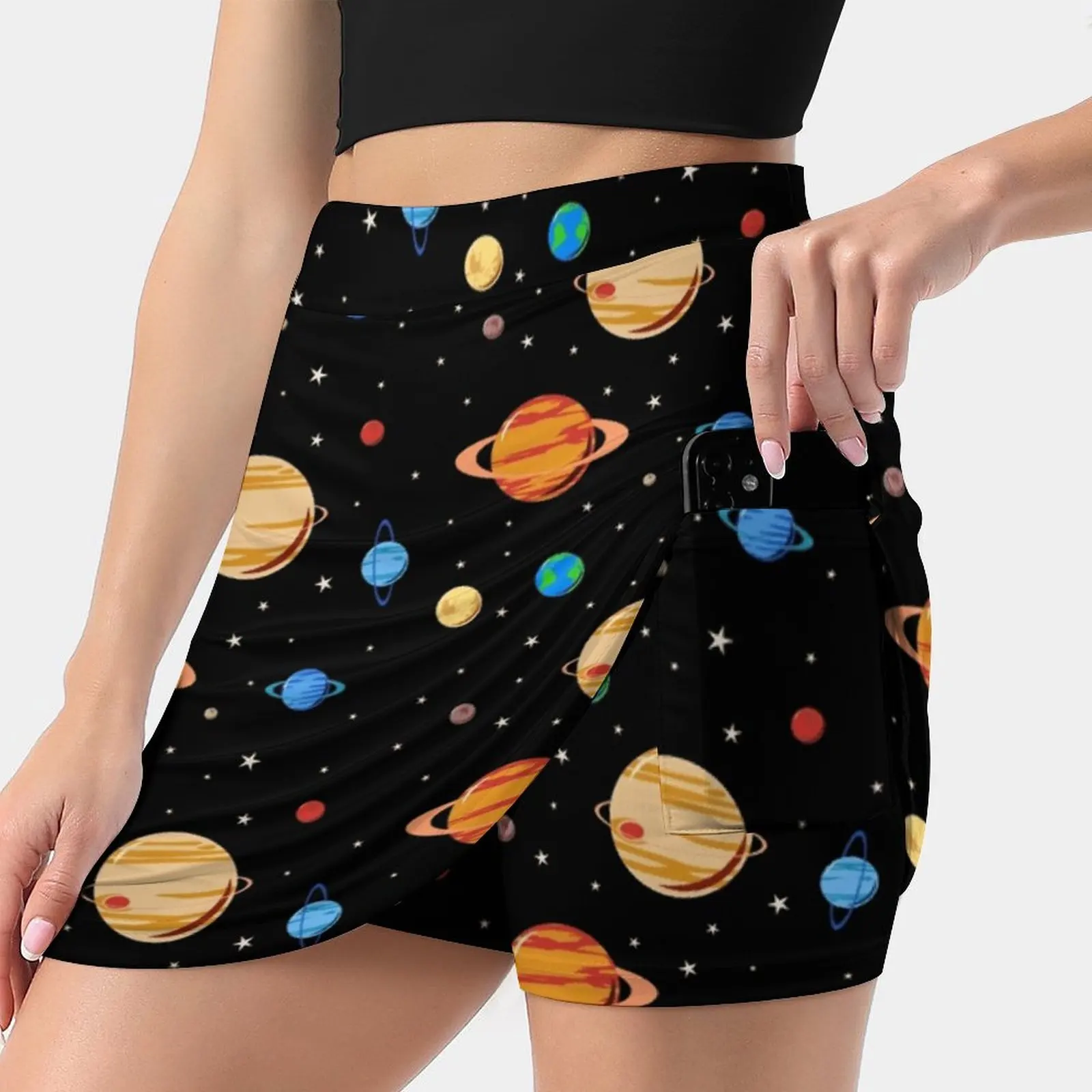 

Cute Planets Pattern Summer Women'Sshorts Skirt 2 In 1 Fitness Yoga Skirt Tennis Skirts Space Planets Planet Star Stars Venus