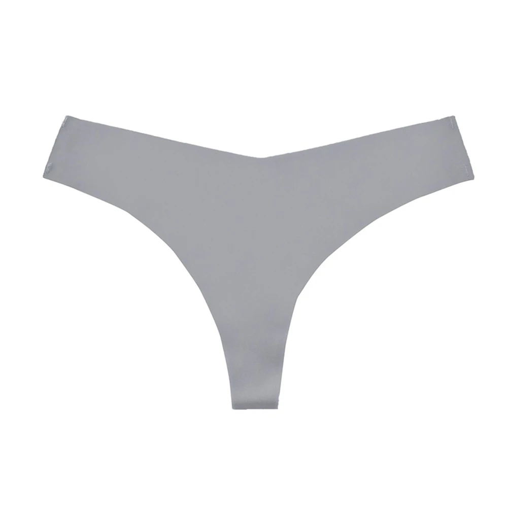 Women Sexy Thong Briefs Seamless Solid Color T Back Underpants Ice Silk Comfortable Soft Underwear Bikini Low Waist Knickers