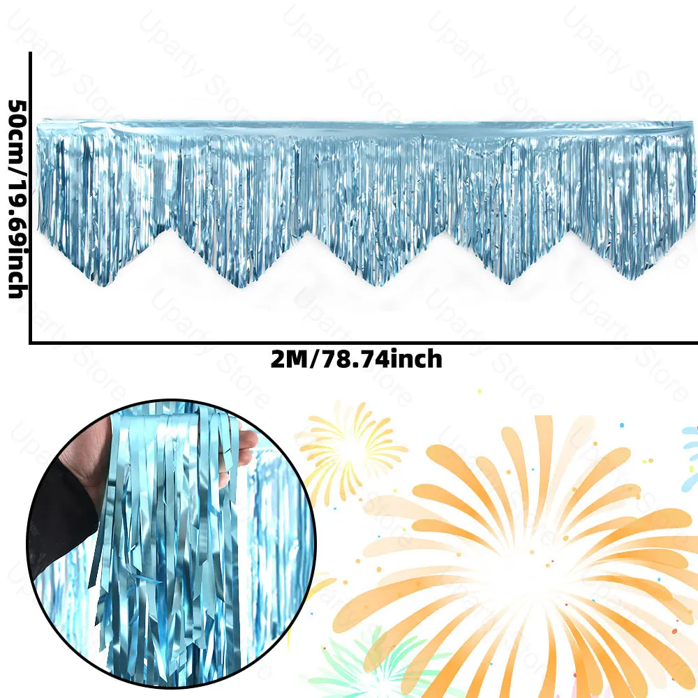 6,56 Fuß Silberfolie Fransen Girlande Hängende Vorhänge Silber Gold Lametta Luftschlangen Banner für Geburtstag Hochzeit Party Hintergrund Dekor – Detail 8