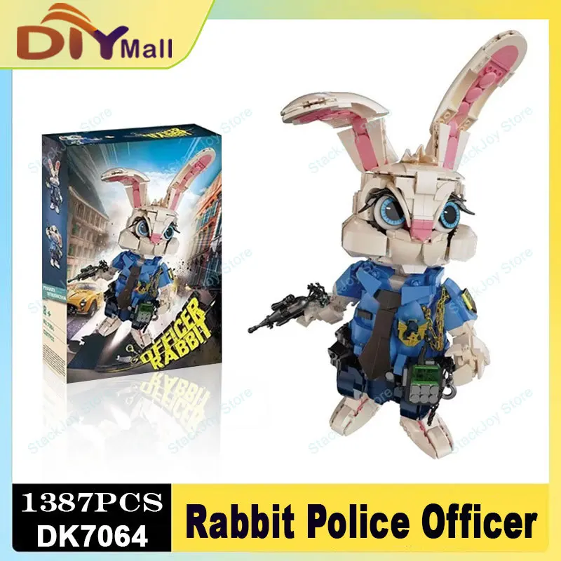 

Cartoon Cute Version Officer Rabbit 1387PCS Building Blocks Model MOC Police Figure Model Building Set Assembly Toy Gift for Kid