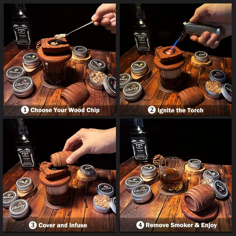 Whiskey Smoking Set Traditional Cocktail Smoking Device Suitable For Cocktails And Vodka An Ideal Gift Choice For Birthdays