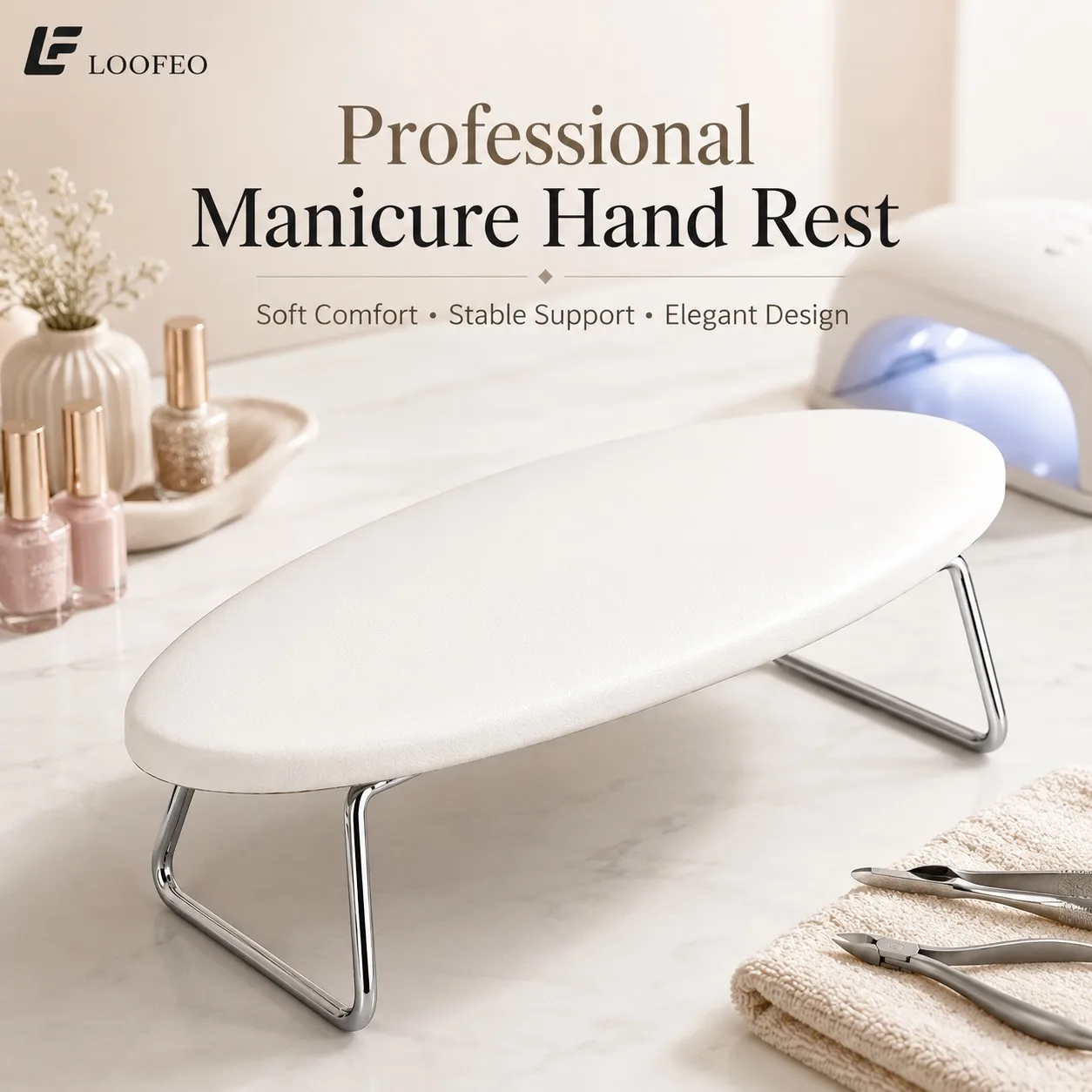 Nail Art Hand Pillow Portable Stainless Steel Foldable Stand Manicure Hand Rest Folding Nail Arm Rest Support Pad for Salon Home