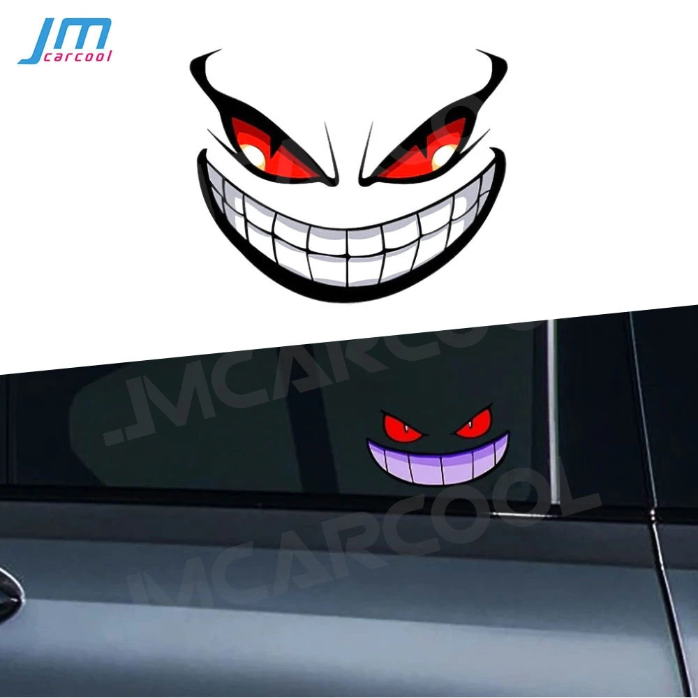 

Demon Smiling Face Reflective Eye DIY Stickers Cars Accessorio Motorcycle Safety Warning Waterproof Styling Stickers