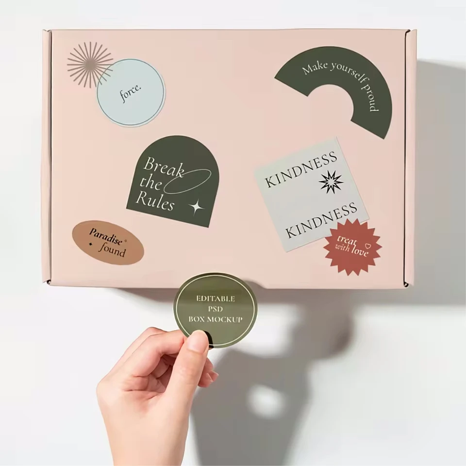 500PCS Custom Stickers and Customized Logo Wedding Birthday Gift Box Stickers Design Your Own Stickers Personalize Stickers