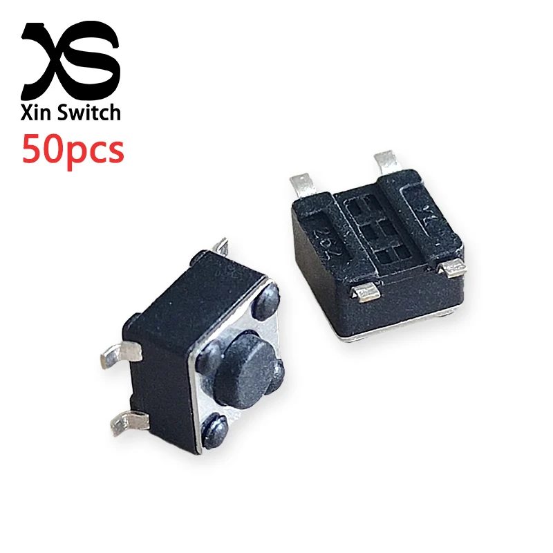 50 Stück 4,5x4,5 SMD Selbstrückstellender Mini-Takt-Drucktastenschalter 4,5*4,5 Griffhöhe 3,5mm DC 12V 50mA Patch-Typ 4-Pin Mikroschalter – Detail 1