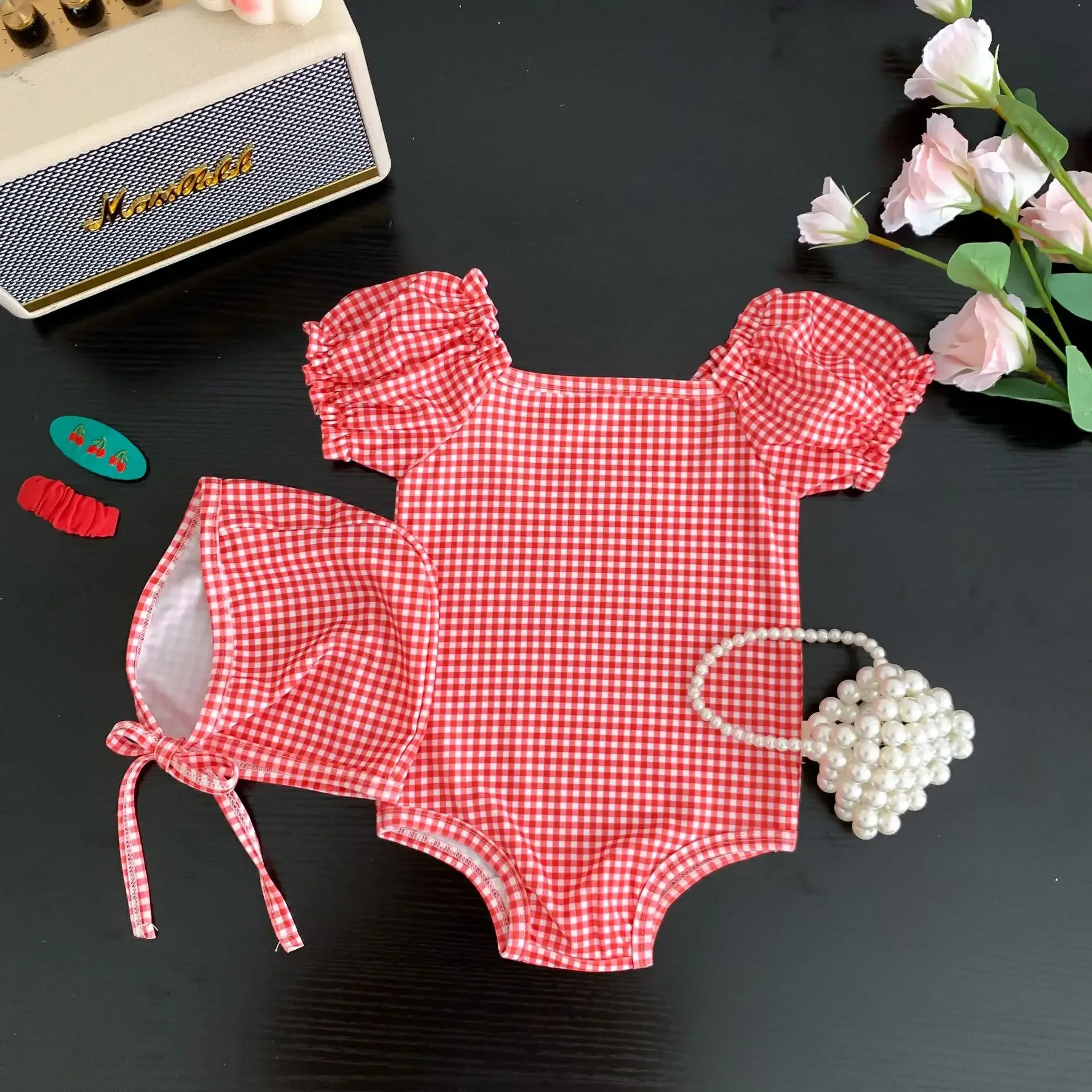 ZOETOPKID 2-teiliges Set Sommer-Baby-Badeanzug mit Schwimmkappe, Einteiliger Badeanzug für Mädchen, Schnelltrocknender Strand-Badeanzug für Draußen – Detail 7