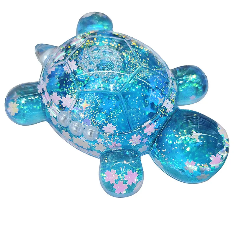 2025 Miniso عبارة عن كيس أعمى صغير مزخرف كبير على شكل سلحفاة ولامع مع رمل متدفق في الزيت