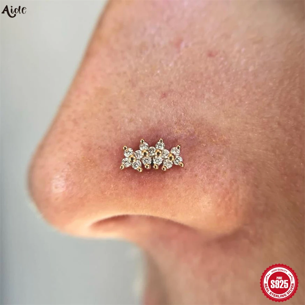 

Aide стерлингового серебра 925 пробы с блестящим цирконом и цветком для женщин, серьги для пирсинга, модные изящные роскошные стильные серьги «сделай сам», Y2k, рождественский подарок, ювелирные изделия