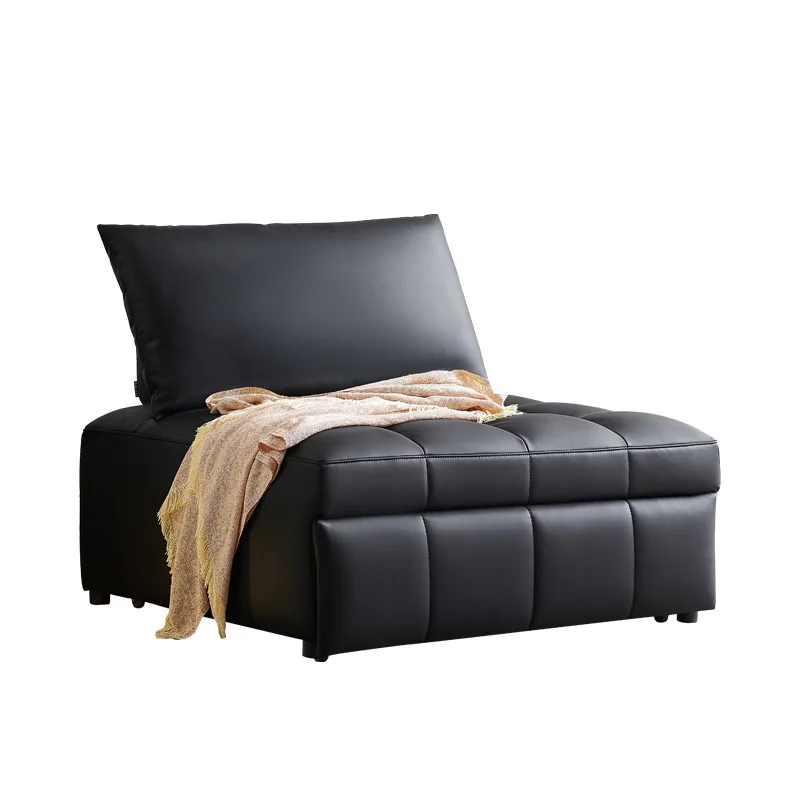 

Modern simple leather art sofa small apartment living room bedroom dual-use