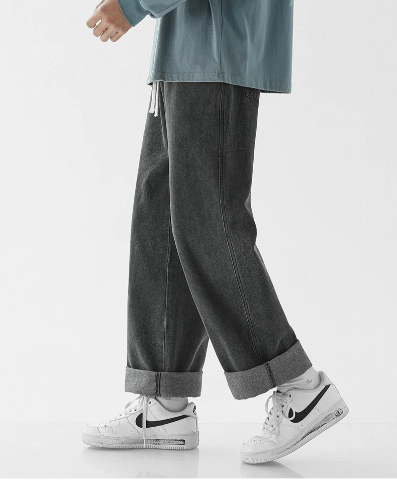 

Весенне-осенние новые мужские джинсы в стиле ретро в американском стиле, 2025 г., свободные прямые мужские модные уличные джинсы, доступны в нескольких цветах