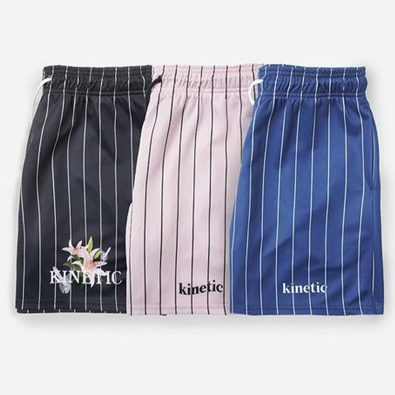 

KINE-TIC Summer New Men's Sports Basketball Casual Pants Men's Basketball Training Mesh Breathable Stripe Large Shorts