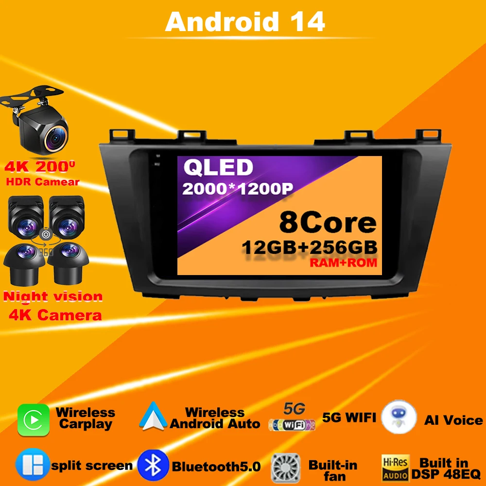 

Carplay Multimedia Video Car Radio For Mazda & Haima Premacy 2001-2009 Android14 Player GPS Navigation 9HD autoradio 4G dvd