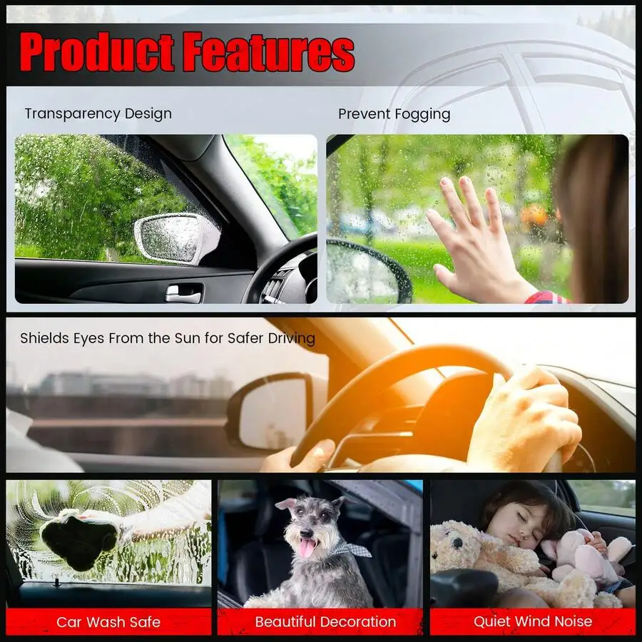 4PCS Slim Style In Channel Window Visors Compatible With Toyota 4Runner 1996-2002 Acrylic Smoke Rain Guards Side Window Wind