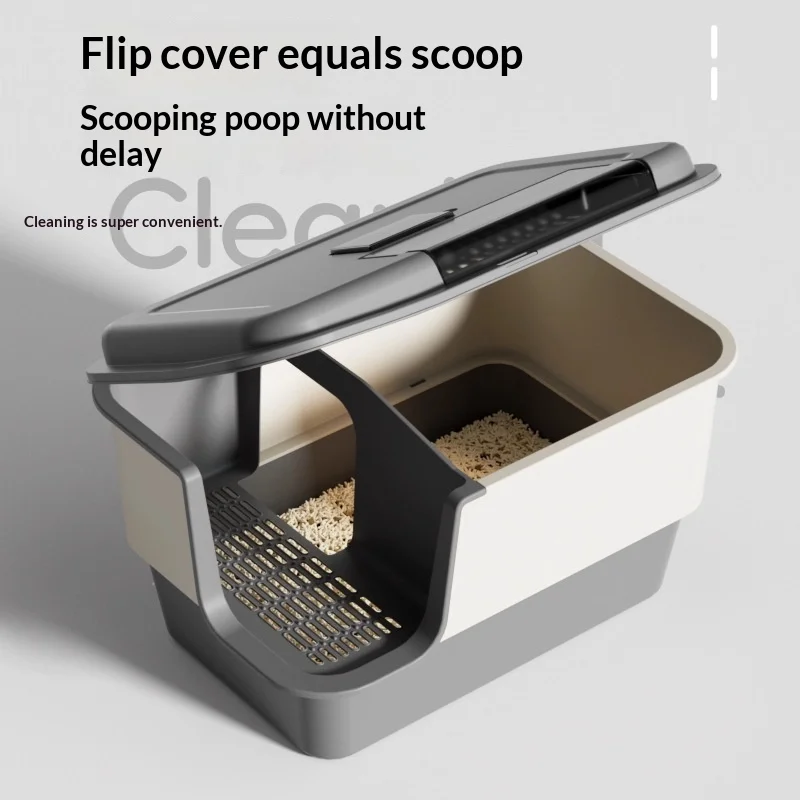 Caja de arena extragrande con túnel cerrado para gatos y control olores - imagen 3