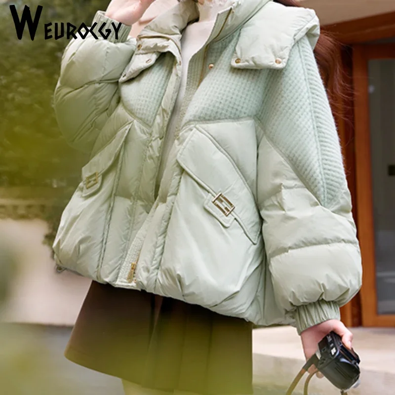 

2024 Winter Women's Parkas Down Cotton jacket loose short wear New Style Fashion Y2K hooded Overcoat Thick Warm Windproof Coat