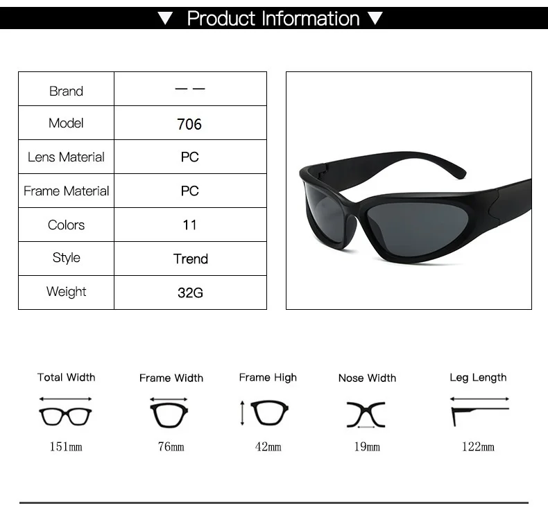 Y2k neue Punk Sport Sonnenbrille für Männer Frauen Luxusmarke Designer Sonnenbrille Herrenmode Vintage Sonnenbrillen UV400 Brille Brillen – Detail 20