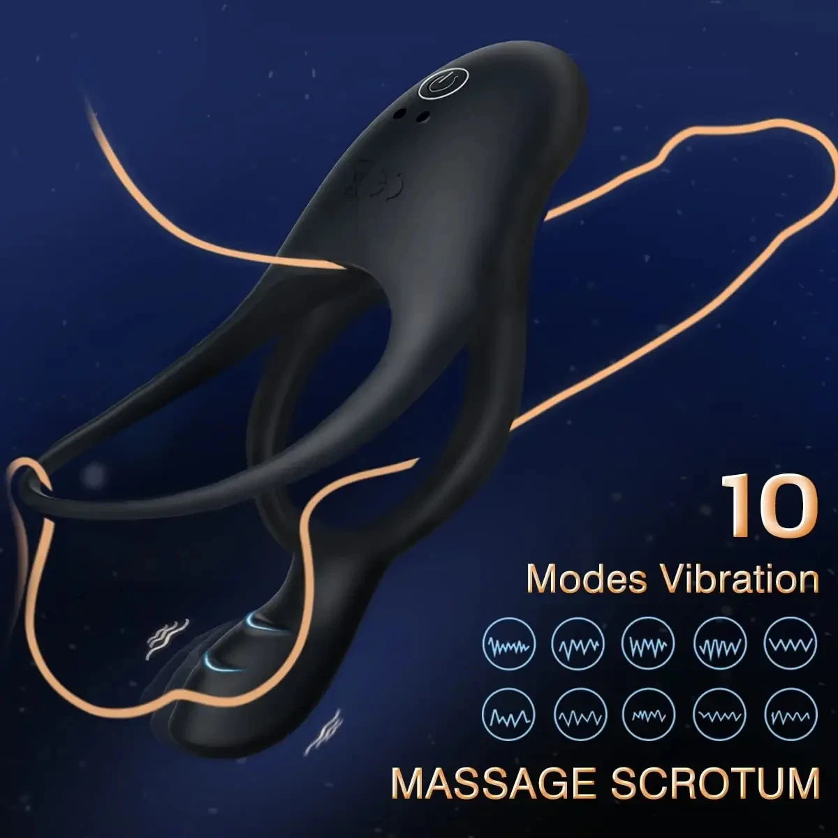 Vibrador de anel peniano vibratório com vibrador de clitóris, anel de pênis de 10 modos de vibração para homens, brinquedo sexual à prova d'água de silicone médico