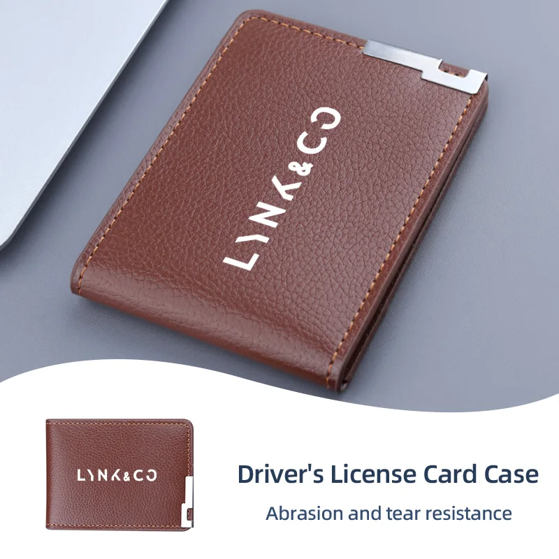 PU Leather Car Credit Card Holder Wallet Coin Purse Auto Accessories For LYNK&CO 06 03 05 08 09 01 02 Hatchback BX11 EX11