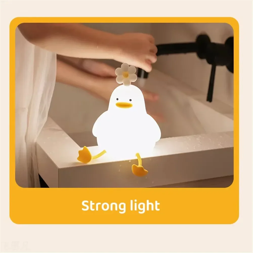 LED Night Light Cute Duck USB Rechargeable Nightlights Silicone Lamp Touch Switch Children Kid Bedroom Decoration Birthday Gift