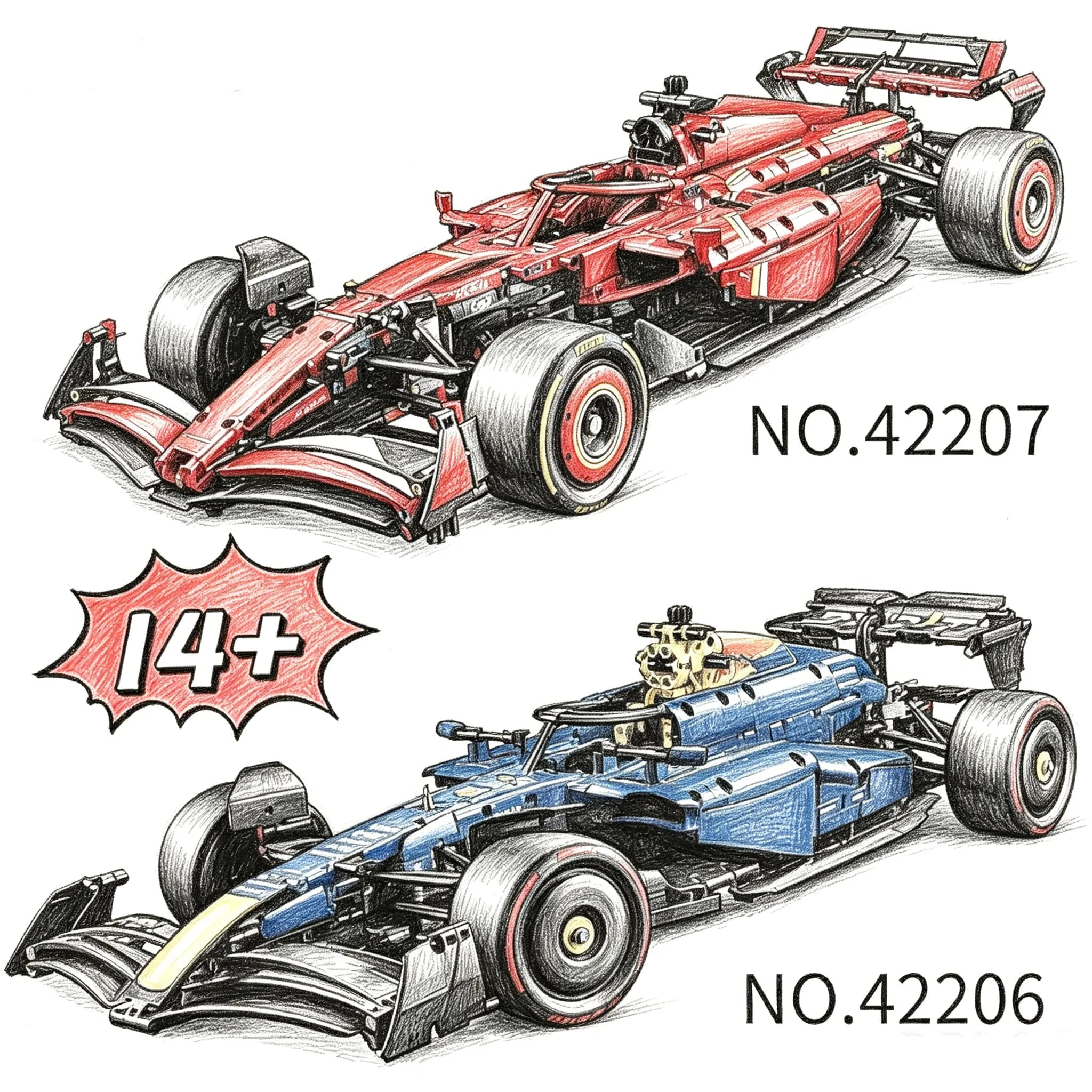 1:8 Scale Technic Racing Car Building Set MOC Model Kit for Adults
