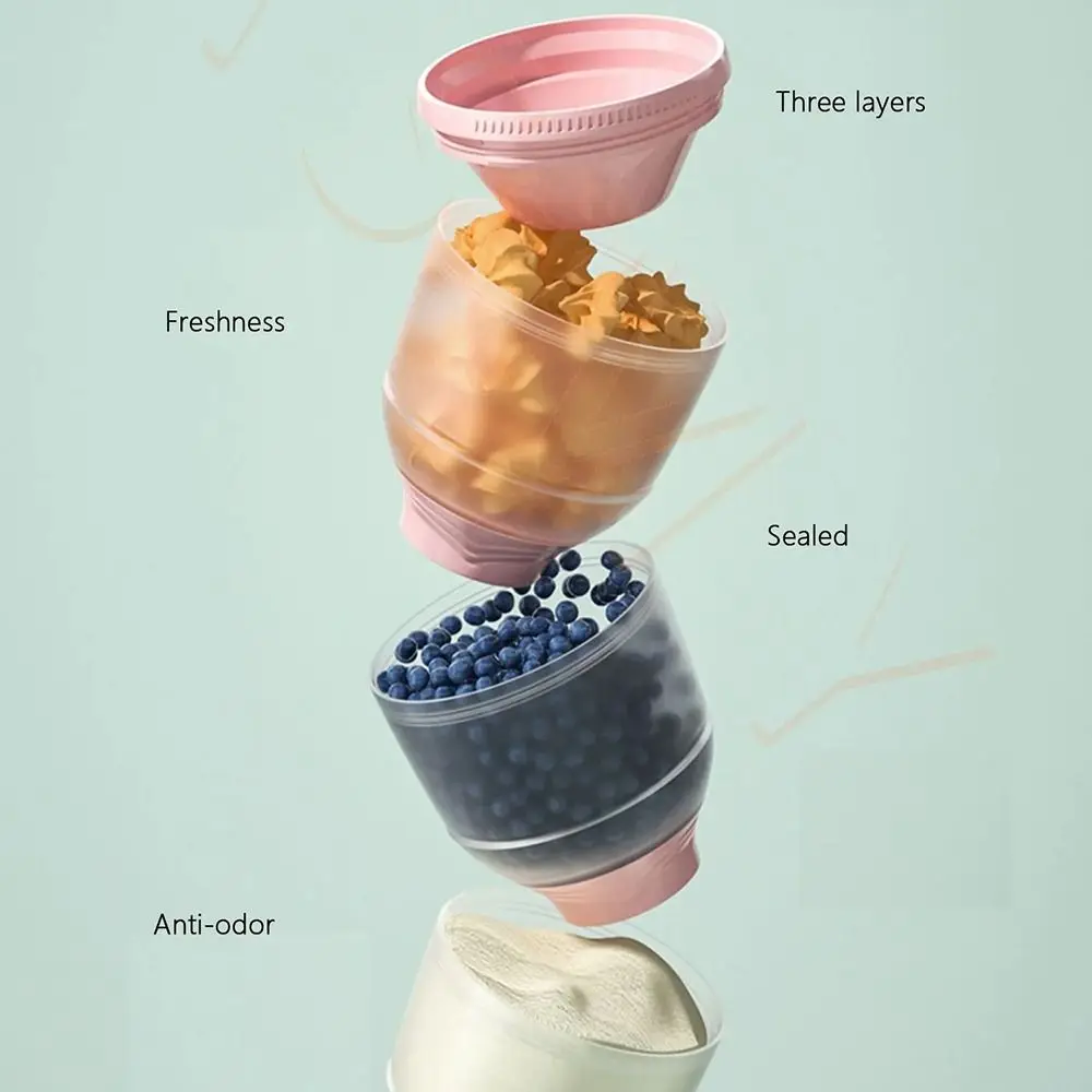 عملي 3 طبقات صندوق مسحوق حليب الأطفال مقصورة مختومة حاوية الوجبات الخفيفة تكويم BPA الحرة خزان طعام الرضع طفل صغير #2