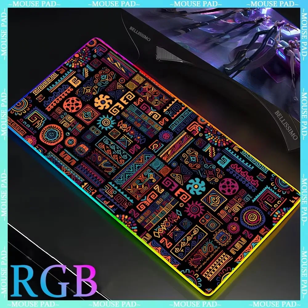 

RGB Ретро персидский коврик для мыши XXL, игровой коврик для клавиатуры, игровые аксессуары, милый Настольный коврик для офиса, большой резиновый нескользящий светящийся коврик для мыши