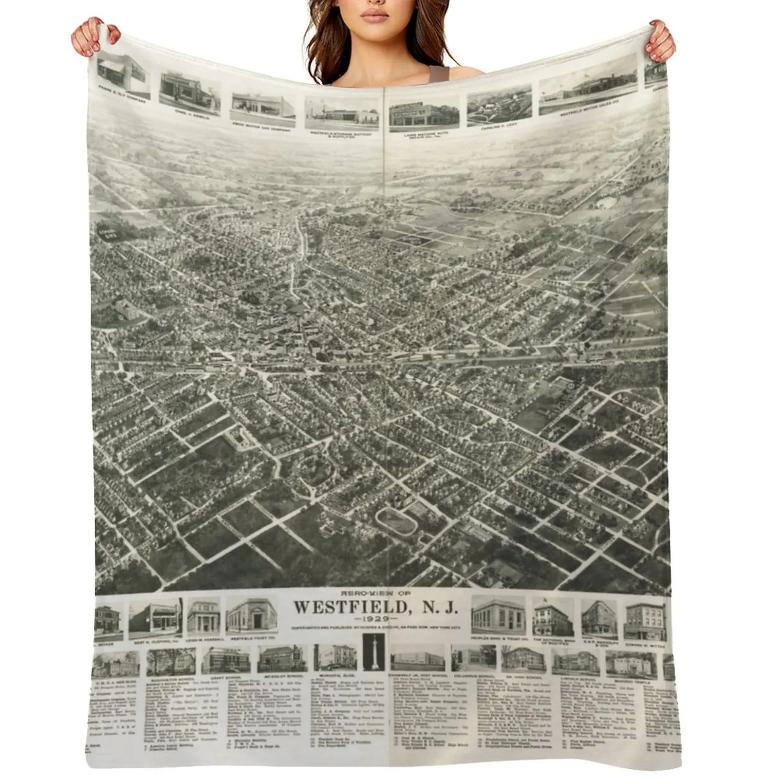 

Westfield, New Jersey (1929) Throw Blanket Bed linens Soft Plaid Bed Fashionable Blankets