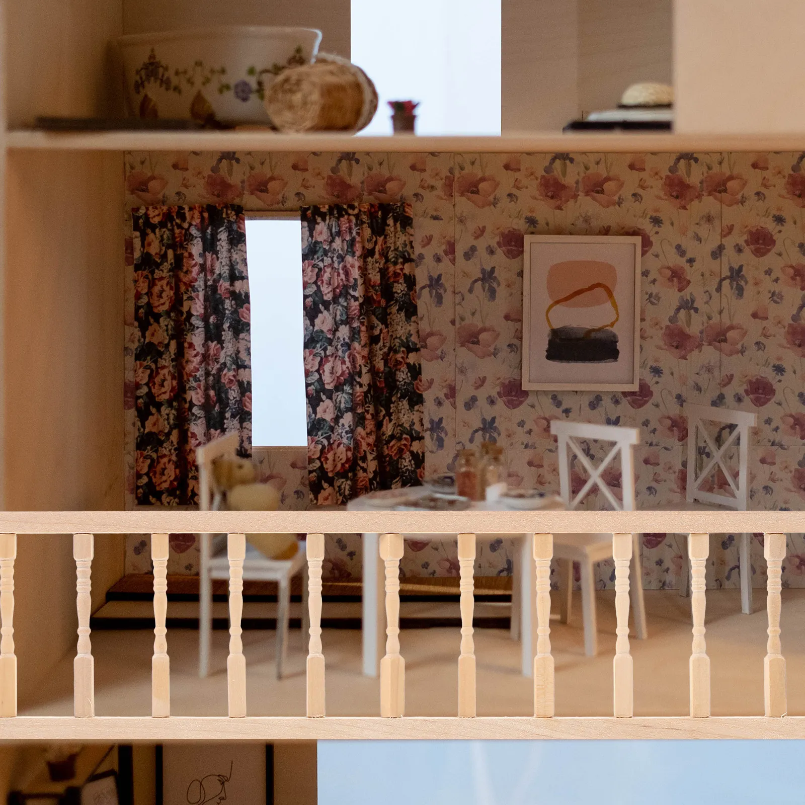 

30.5x7.5cm Wooden Miniature Fence Handrail for 1:12 Scale Dollhouse Elegant Styling High-Quality Wood Mini House Accessory