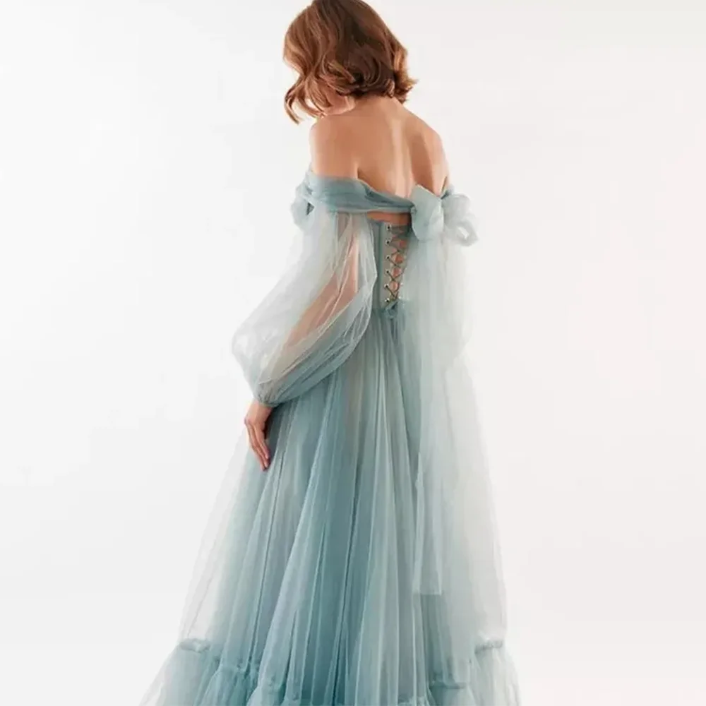 تول خارج الكتف فساتين سهرة أنيقة فساتين حفلات رسمية طول الأرض ألف خط فساتين لحضور الحفلات الموسيقية مخصصة للنساء