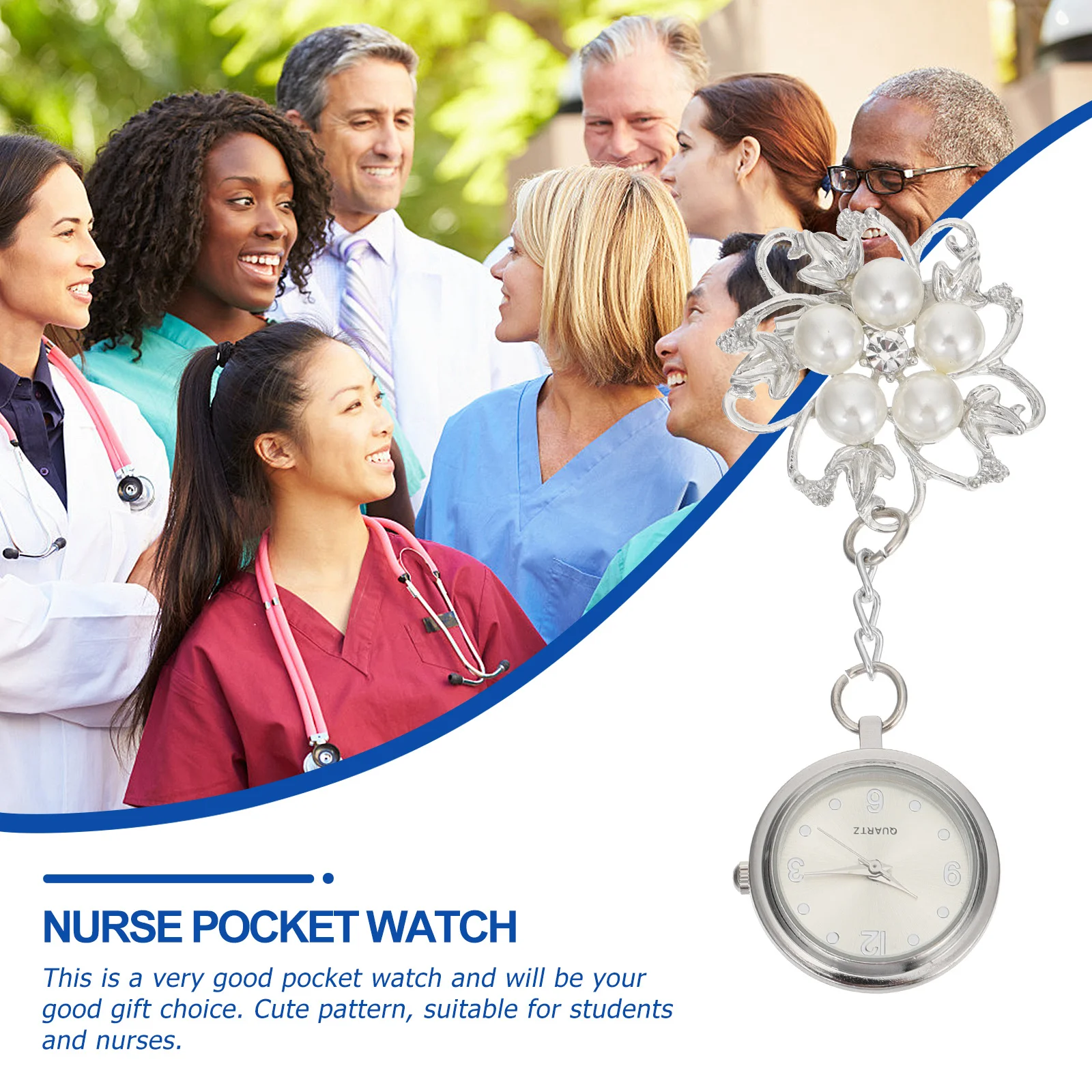 

1pc Pocket Clip-On Women Nursing Nurse Watches For Women Fashionable Nurses Fob Watch Hanging Nurse Watch Fashionable Timepiece