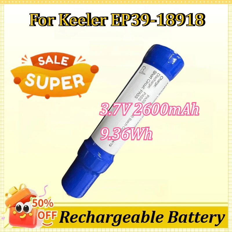 

New 3.7V 2600mAh 9.36Wh Rechargeable Li-ion Battery Pack for Keeler EP39-18918 Ophthalmoscope 1CR19/66 Replacement Battery