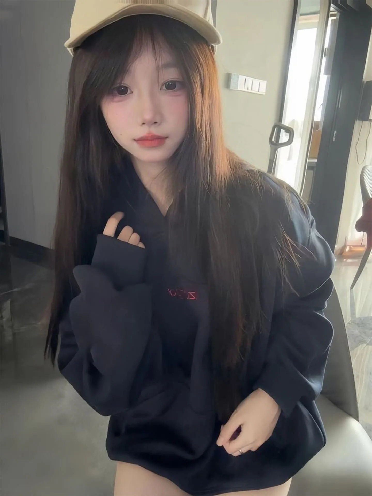 Sweet Loose Long Sve Hoodie Women's Personali Versatile Print Comfortable Fall New Sle Streetwear Korean Sle Top