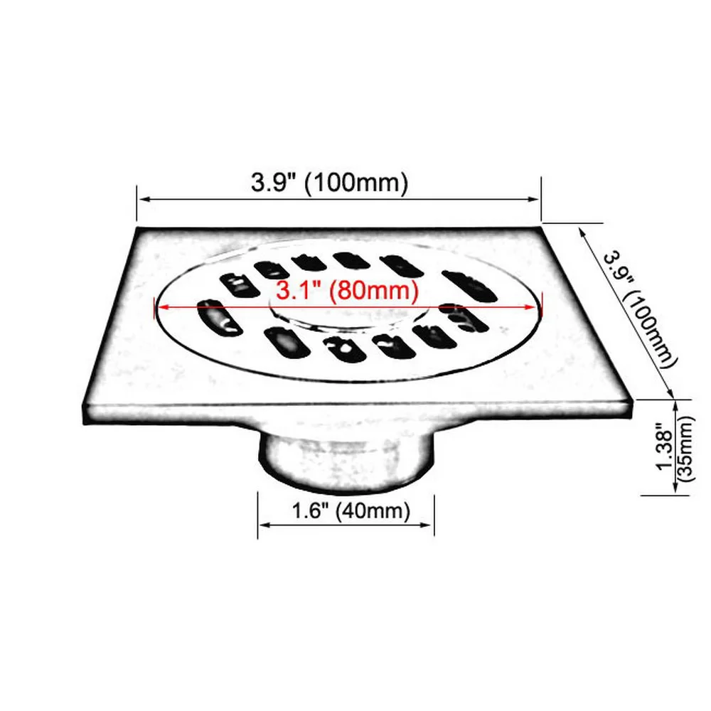 Chrome Brass Brass Washing Machine Square Insert Tile Shower Floor Drain 10*10cm Anti-odor Water Drain 2hr091