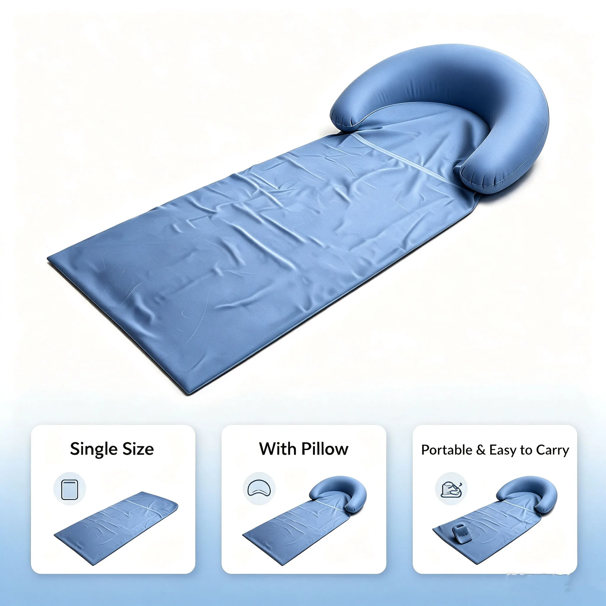 Inflatable Beach Mat with Headrest, Portable Waterproof Outdoor Camping Sleeping Pad for Travel Picnic