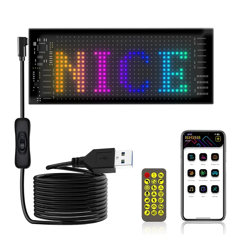 LED Matrix Panel Flexible Screen Display Windshield Scrolling Advertising LED Car Sign RGB DIY App Control Signal Light