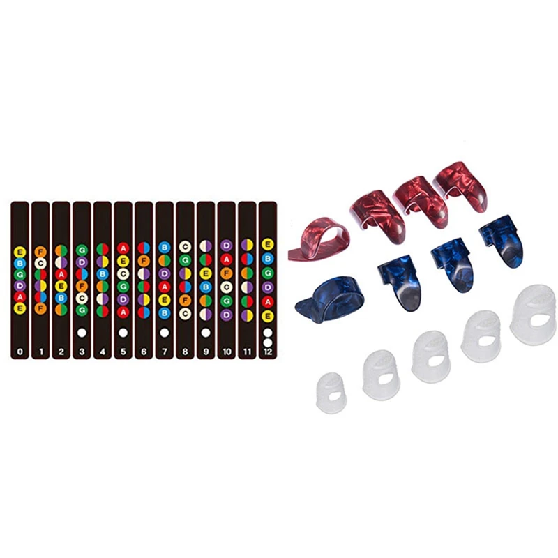 기타 스타터 키트, 기타 엄지 손가락과 손가락 선택 포함, 노트 스티커, 1 세트, 1 개 학습