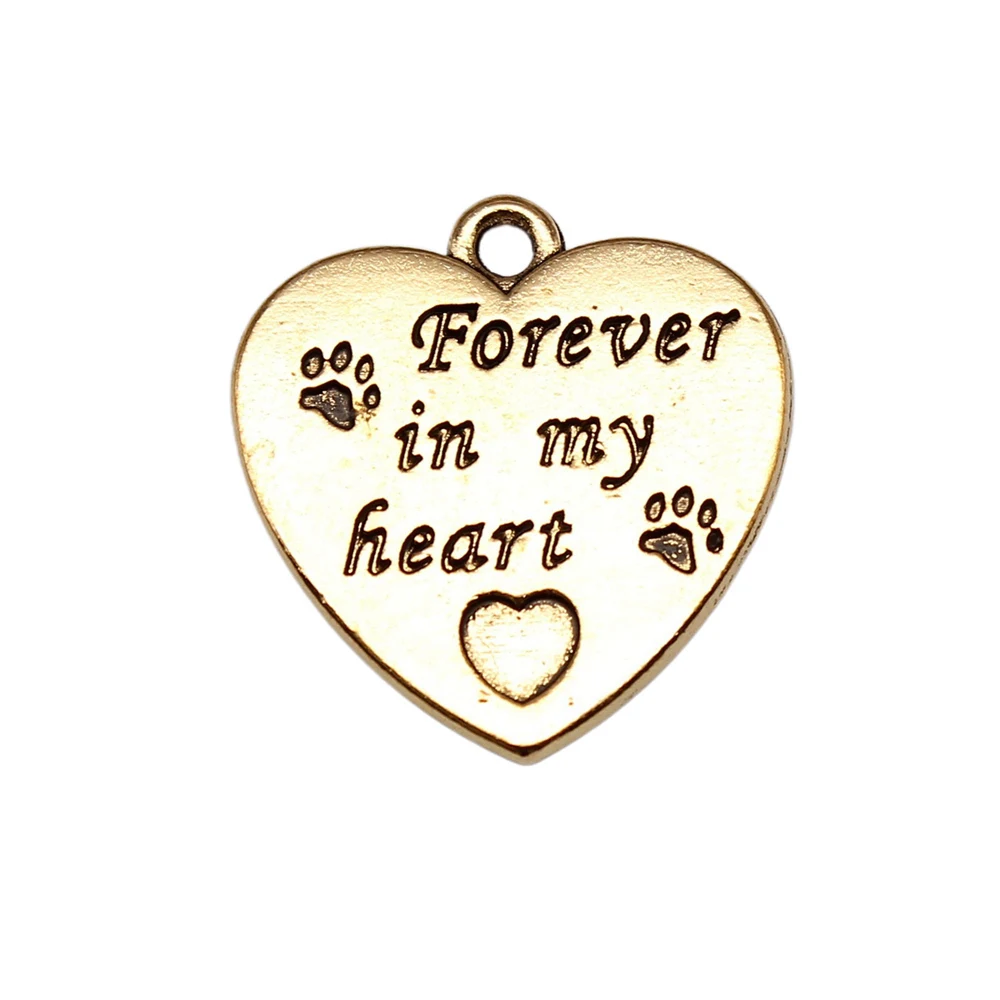 5pcs/lot Forever In My Heart Paw Print Charms For Jewelry Making Accesories