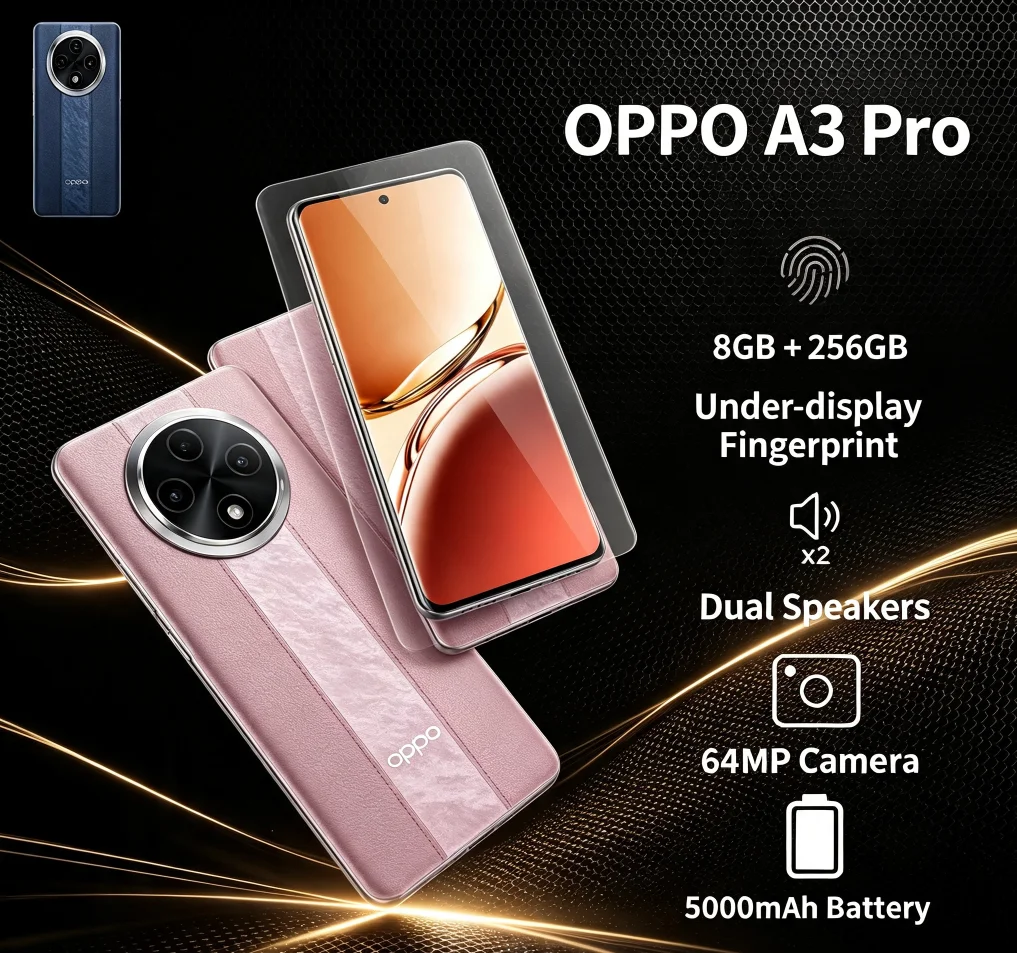 2026 Brand New OPPO A3Pro 5G Official Version Smartphone 5000mAh Built‑in Battery 67W SUPERVOOC Rapid Charge AI Dual‑Lens