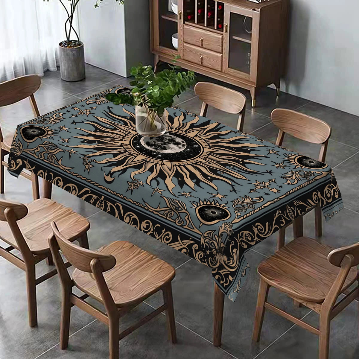 Sun and Moon Blues Table Runner Dresser Decor for Kitchen Holiday Party Table Runner Home Dining Room Kitchen Table Decoration