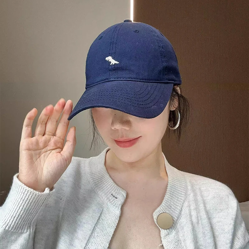 Cartoon Dinosaur Embroidery Men Women Baseball Caps Washed Caps Hat Vintage Outdoor All Seasons Travel Adjustable Fit Sun Cap