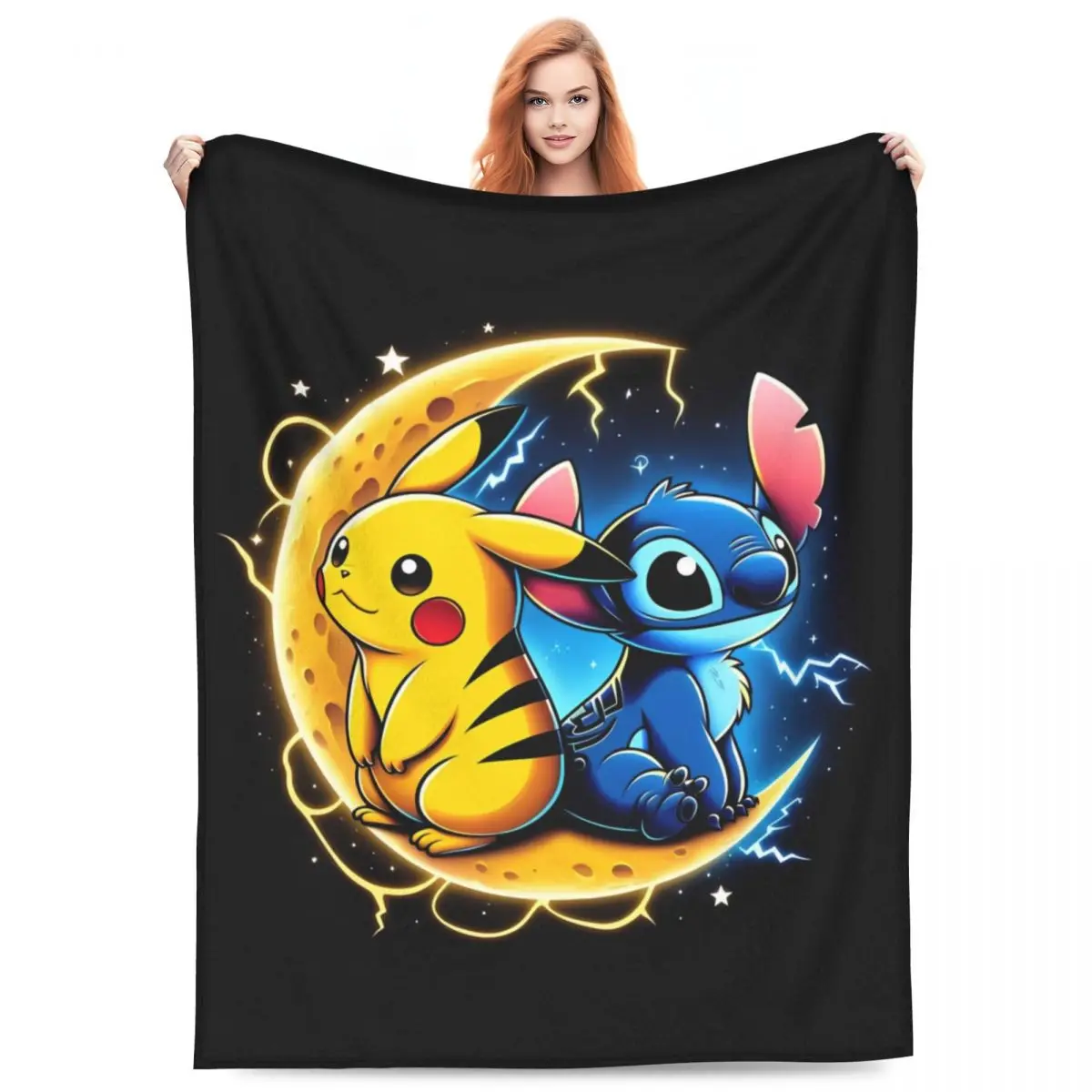 Pikachu Cartoon Blanket Quality Super Warm Throw Blanket Winter Decorative Bedroom Print Bedspread