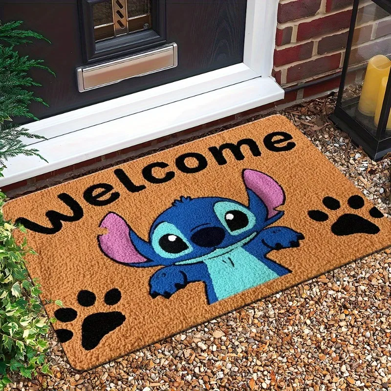 MINISO Disney Doormats Stitch 2D FLAT Welcome Outdoor Rugs Floor Mat Living Room Bedroom Carpet Kitchen Corridor Bathroom Mats