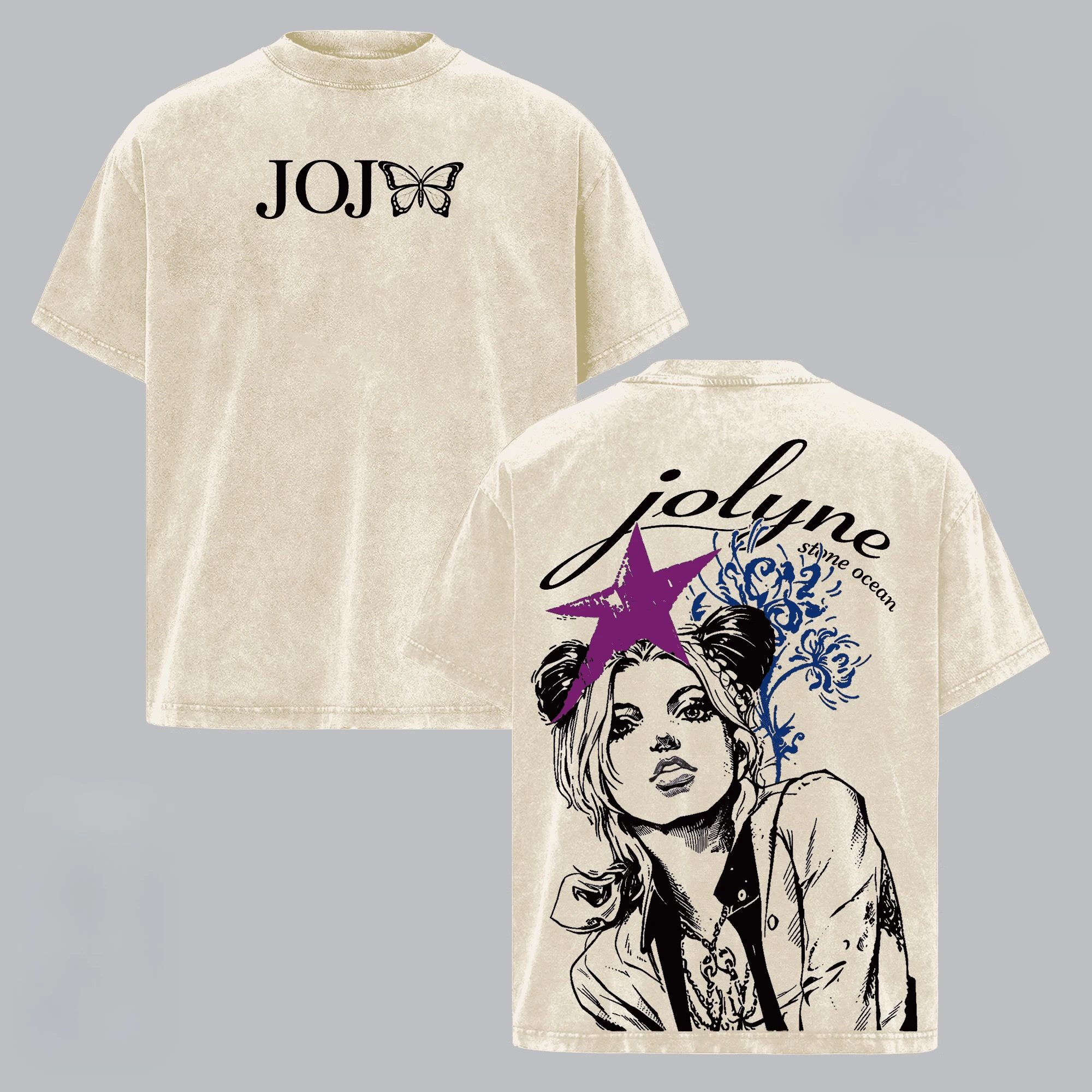 Jolyne Cujoh JoJo's Bizarre Adventure T-shirt For Men Clothing Summer Short Sleeve Cotton Tees Tops Harajuku Y2k Washed Tshirt